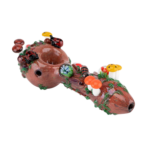 Empire Glassworks Spoon Pipe - Nature theme with intricate forest details, top view