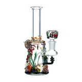 Empire Glassworks 7" Under The Sea Bong with intricate marine life design and slitted percolator, front view