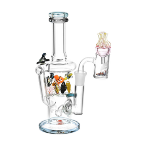 Empire Glassworks Under the Sea Mini Recycler Rig with intricate marine life design, 8" height, front view