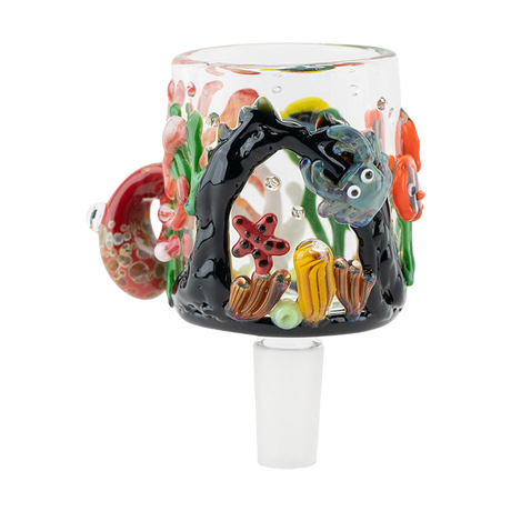 Empire Glassworks Under the Sea themed 14mm water pipe attachment, front view on white background