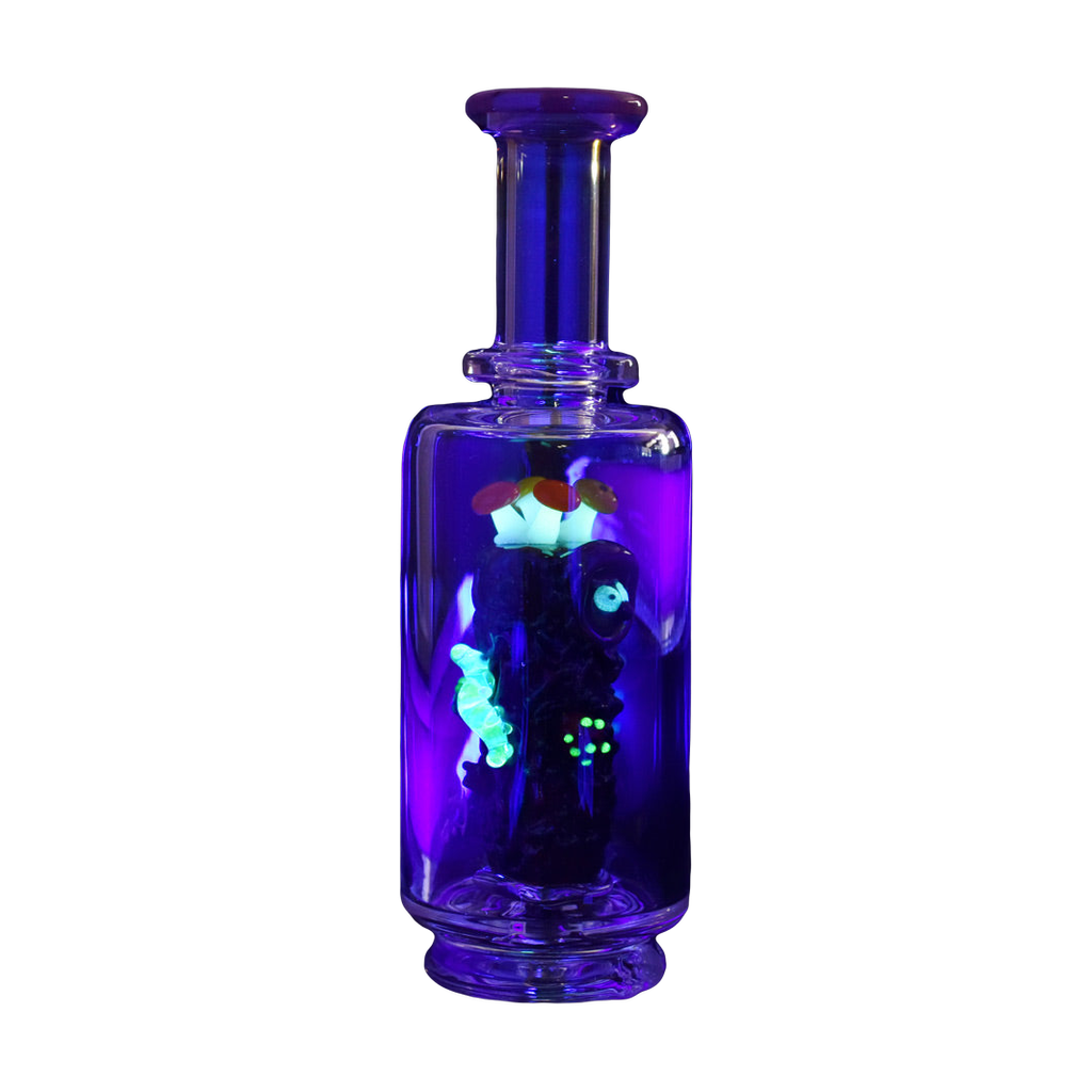 Empire Glassworks UV Attachment featuring glow-in-the-dark Redwood tree design, dual view on black
