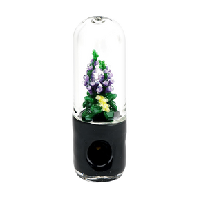 Empire Glassworks UV Reactive Dry Pipe with Purple Foxglove Design, Compact 4.5" Borosilicate Glass, Front View