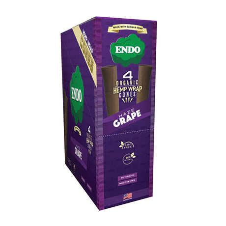 Endo Organic Hemp Wrap Cones 15 Pack in Haze Grape flavor, front view on white background