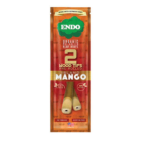 Endo Island Mango Organic Hemp Pre-rolled Blunt Wraps with Wood Tips, Front View