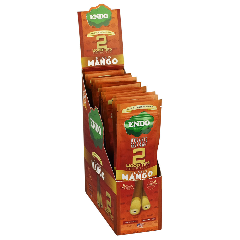 Endo Hemp Pre-rolled Blunt Wraps Display, Mango Flavor, Organic Rolling Accessory