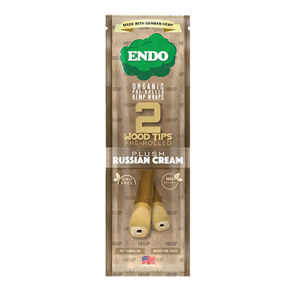 Endo Hemp Pre-rolled Blunt Wraps with Wood Tips in Russian Cream Flavor, Front View