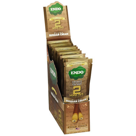 Endo Pre-Rolled Hemp Wraps, 15 Pack, Russian Cream flavor, displayed in box, front view