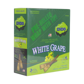 Endo White Grape Pre-Rolled Hemp Wraps, 15 Pack, with 2 Wooden Tips - Front View
