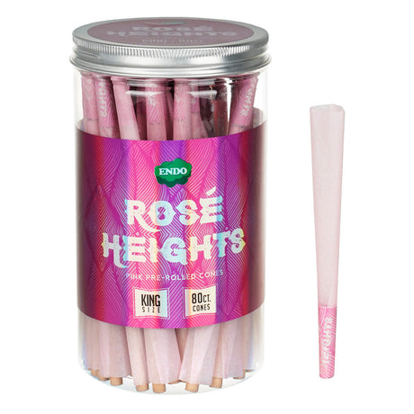 Endo Rose Heights Pink Pre-Rolled Cones, King Size, 80pc Jar, Front View