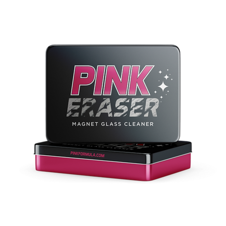 Pink Eraser Magnet Glass Cleaner in sleek packaging, ideal for cleaning glass pieces and fishbowls