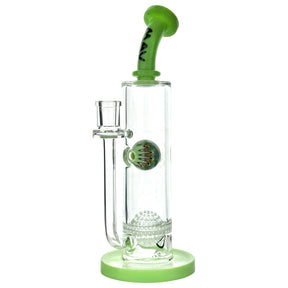 MAV Glass 12" Slime Honeyball Bent Neck Bong with Wig Wag Splash, Clear View