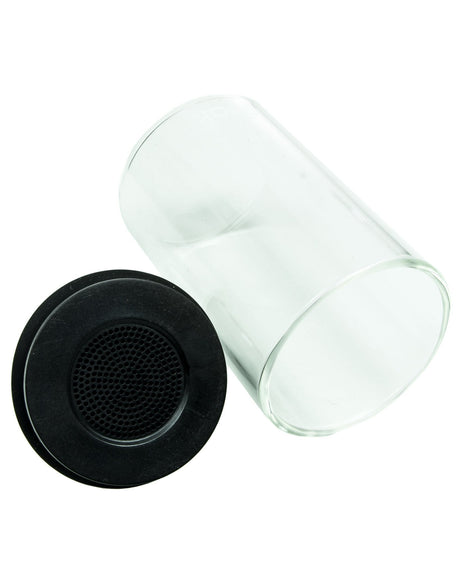 Prepara Evak Mini Black Valve-Sealed Stash Jar, Clear Borosilicate Glass, Side View