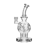 Calibear EXOSPHERE Clear Dab Rig, 8 Inch, with Seed of Life Perc, Front View on White Background