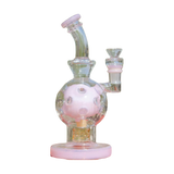 Calibear EXOSPHERE Dab Rig in Pink with Seed of Life Perc, Front View on Outdoor Background