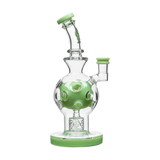 Calibear EXOSPHERE Dab Rig with Seed of Life Perc in Green, Front View on White Background