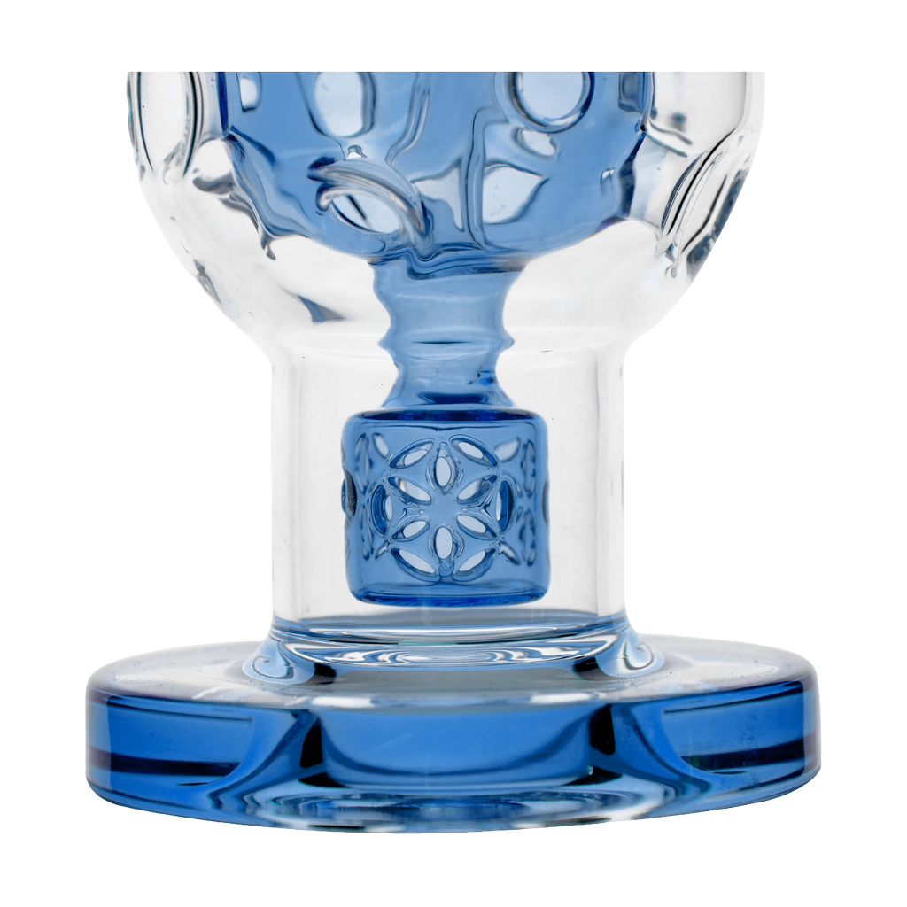 Calibear Exosphere Dab Rig in Blue with Intricate Glass Detailing and Sturdy Base - Front View