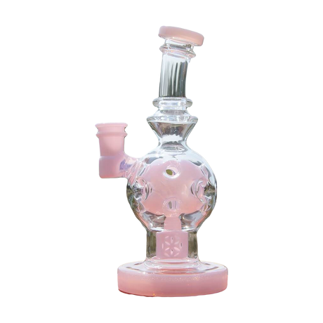 Calibear EXOSPHERE Dab Rig in Milky Pink with Seed of Life Perc, Front View