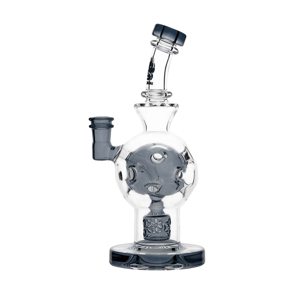 Calibear Exosphere Dab Rig in Transparent Black, 6.69 Inch, Front View on Seamless White