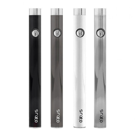 Exxus Slim VV Cartridge Vaporizers in black and silver, front view, for concentrates