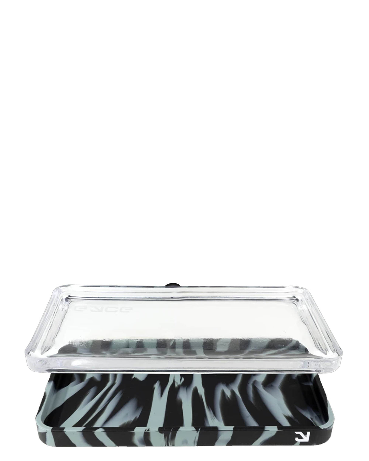 Eyce Silicone 2 in 1 Rolling Tray in Black Marble, Front View, Durable and Easy to Clean