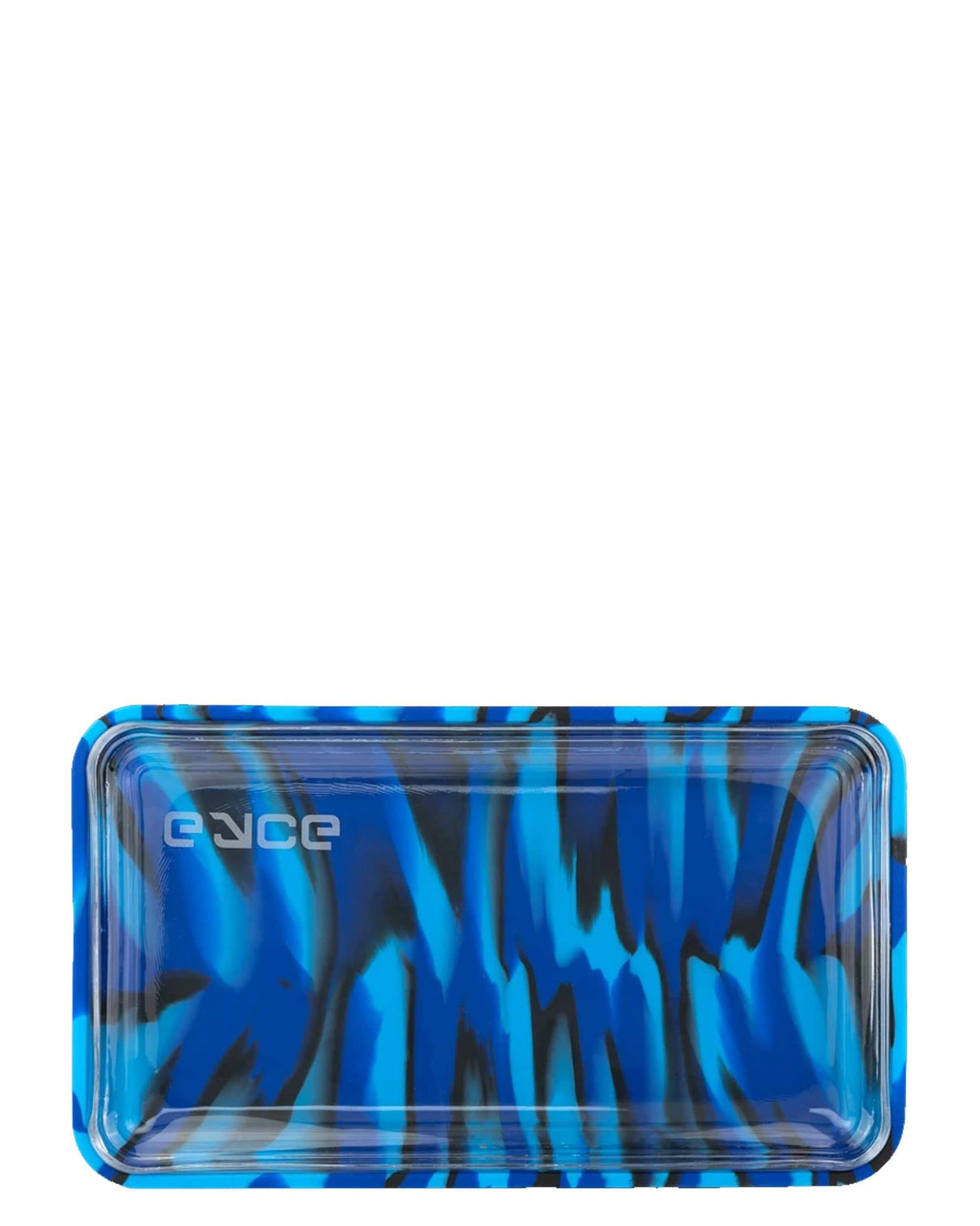 Eyce Silicone 2 in 1 Rolling Tray in Blue Tiger Stripe Design, Front View