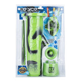 EYCE 2.0 silicone bong in green, black & yellow with compact design, front view packaging