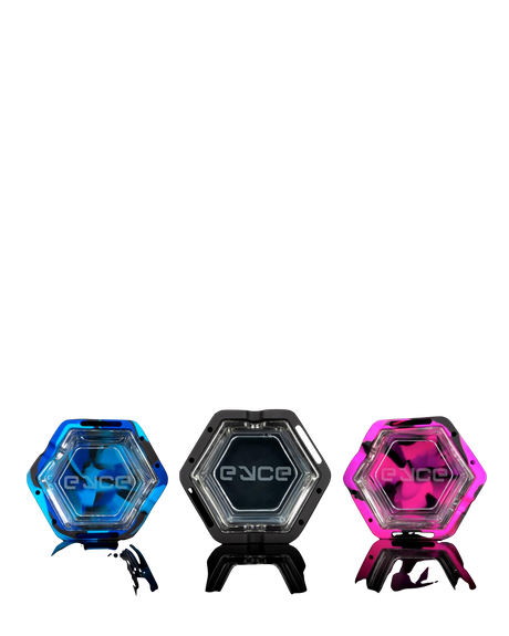Eyce Silicone Ashtrays in Blue, Black, and Purple - Durable and Easy to Clean