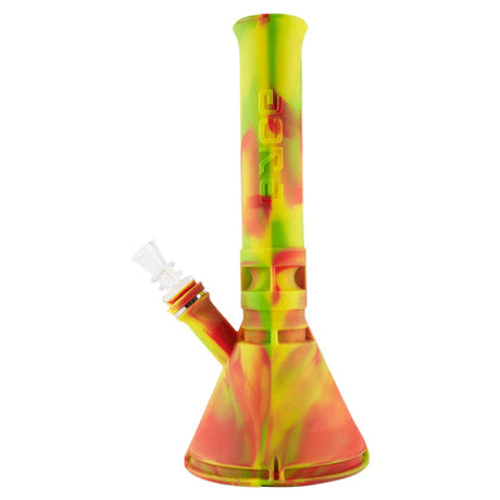 Eyce Beaker in Rasta colors, durable silicone bong with removable bowl, front view on white background