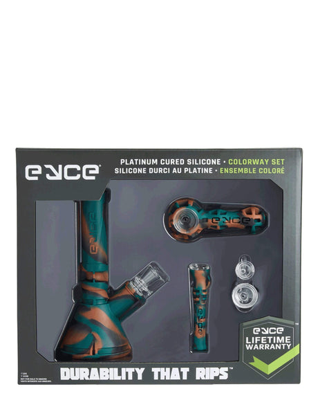 Eyce Colorway Boxed Set featuring silicone bong and accessories in camo color, front view