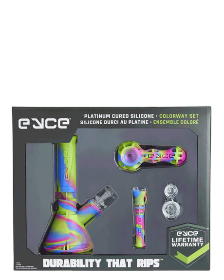 Eyce Colorway Boxed Set featuring silicone bong, hand pipe, and accessories in Cotton Candy color.
