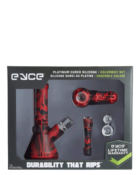 Eyce Colorway Boxed Set in Lucifer Red with Silicone Bong and Accessories Front View