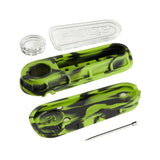 Eyce Glacier Spoon Pipe display with 10 assorted color silicone pipes, easy to clean design, top view