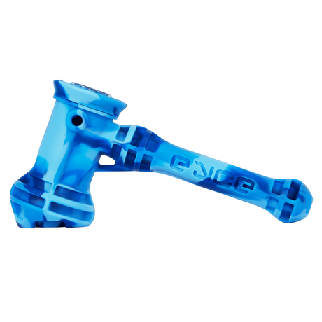 EYCE Hammer Bubbler in Blue Marble design, made of durable silicone, side view on white background