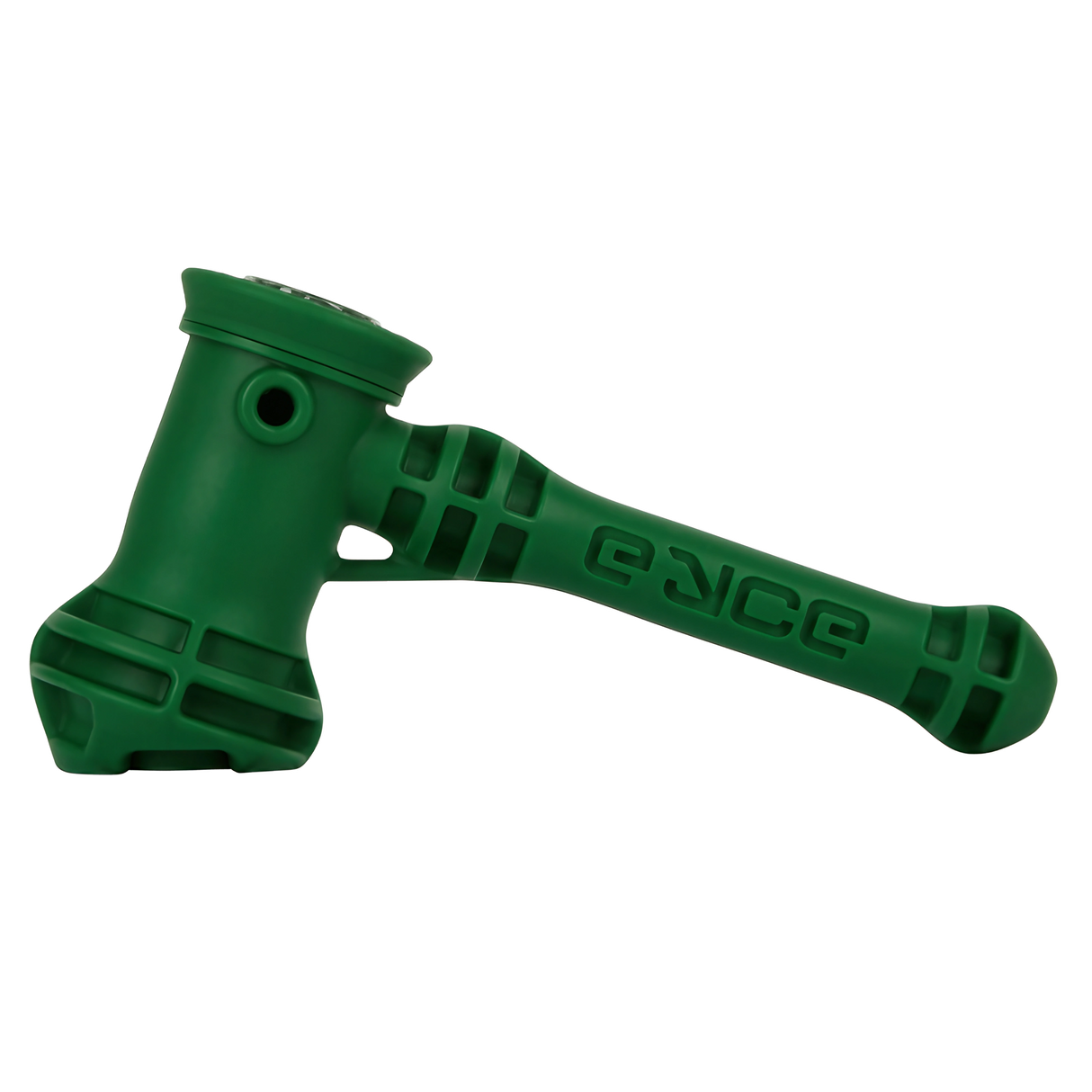 EYCE Hammer Bubbler in Dark Green, Durable Silicone Design, Angled Side View