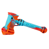 EYCE Hammer Bubbler in Fuego with Blue and Orange Silicone Design - Side View