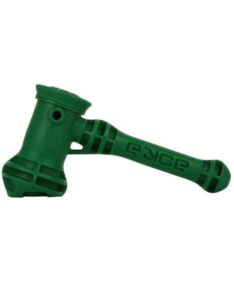 Eyce Hammer Silicone Bubbler in Dark Green, Portable Design, Side View on White Background