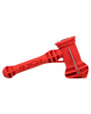 Eyce Hammer bubbler in red, silicone build, steel bowl, portable design, side view on white background