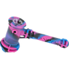 Eyce Hammer Silicone Bubbler in Unicorn Pink, Portable Design with Steel Bowl - Angled View