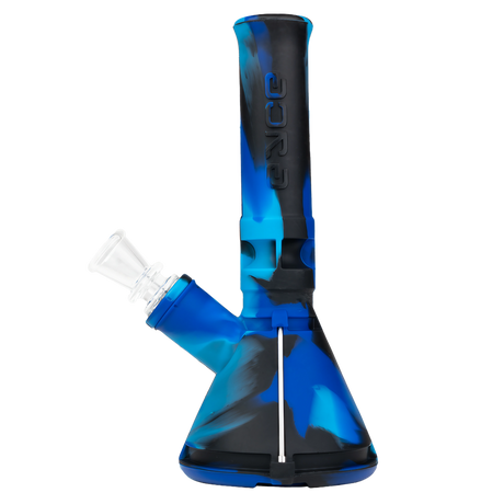 EYCE Mini Beaker in Winter Blue/Black, durable silicone, 7.25" tall, 14mm joint - front view