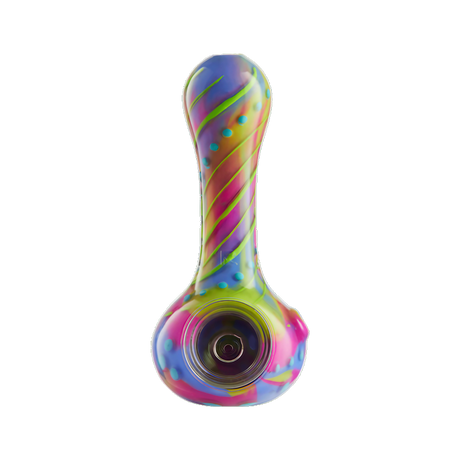 Eyce ORAFLEX Floral Spoon hand pipe in Ccgrnblu, front view on white background, durable silicone design