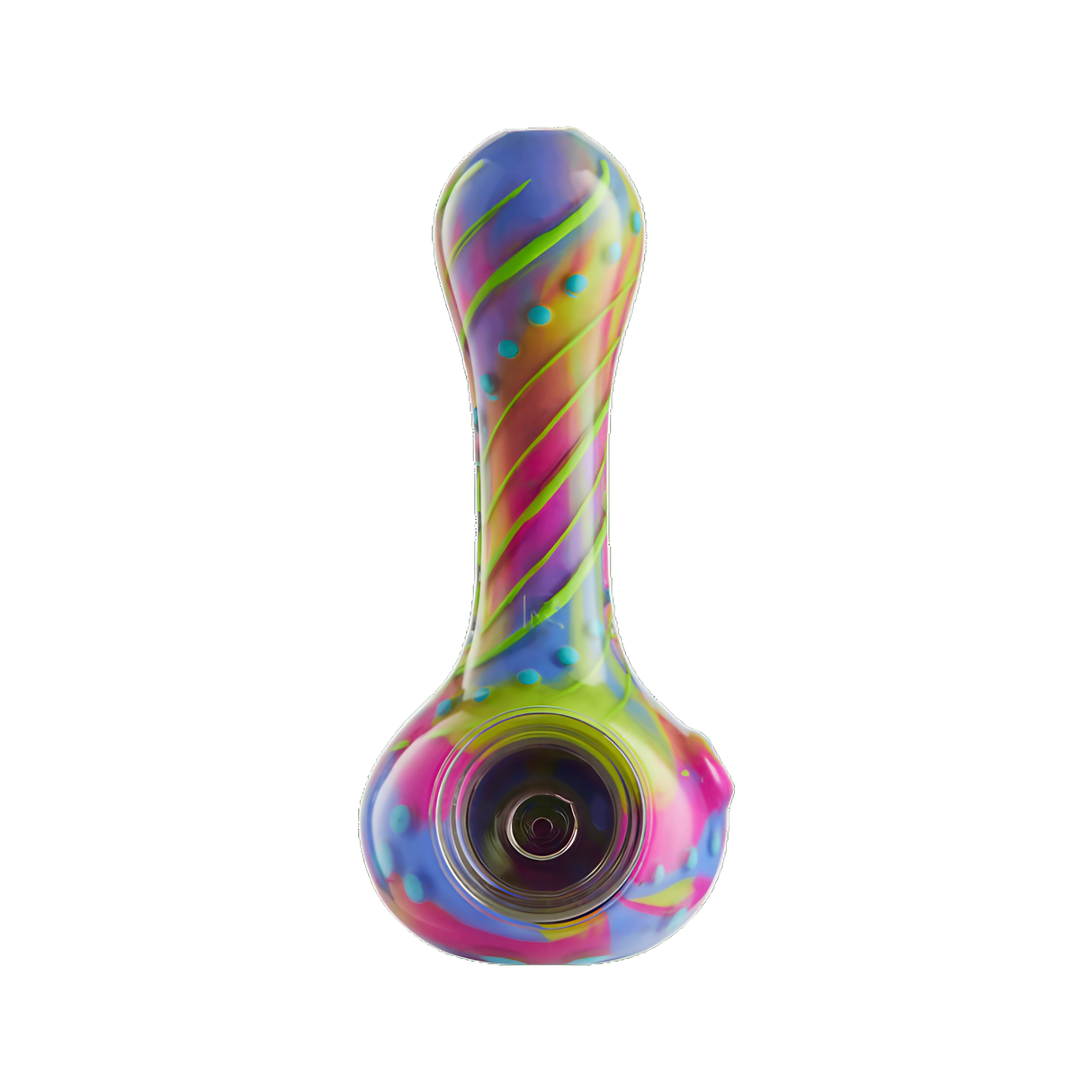 Eyce ORAFLEX Floral Spoon hand pipe in Ccgrnblu, front view on white background, durable silicone design