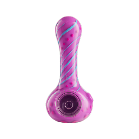Eyce ORAFLEX Floral Spoon in Flwrpur variant, durable silicone hand pipe with a front view on white background