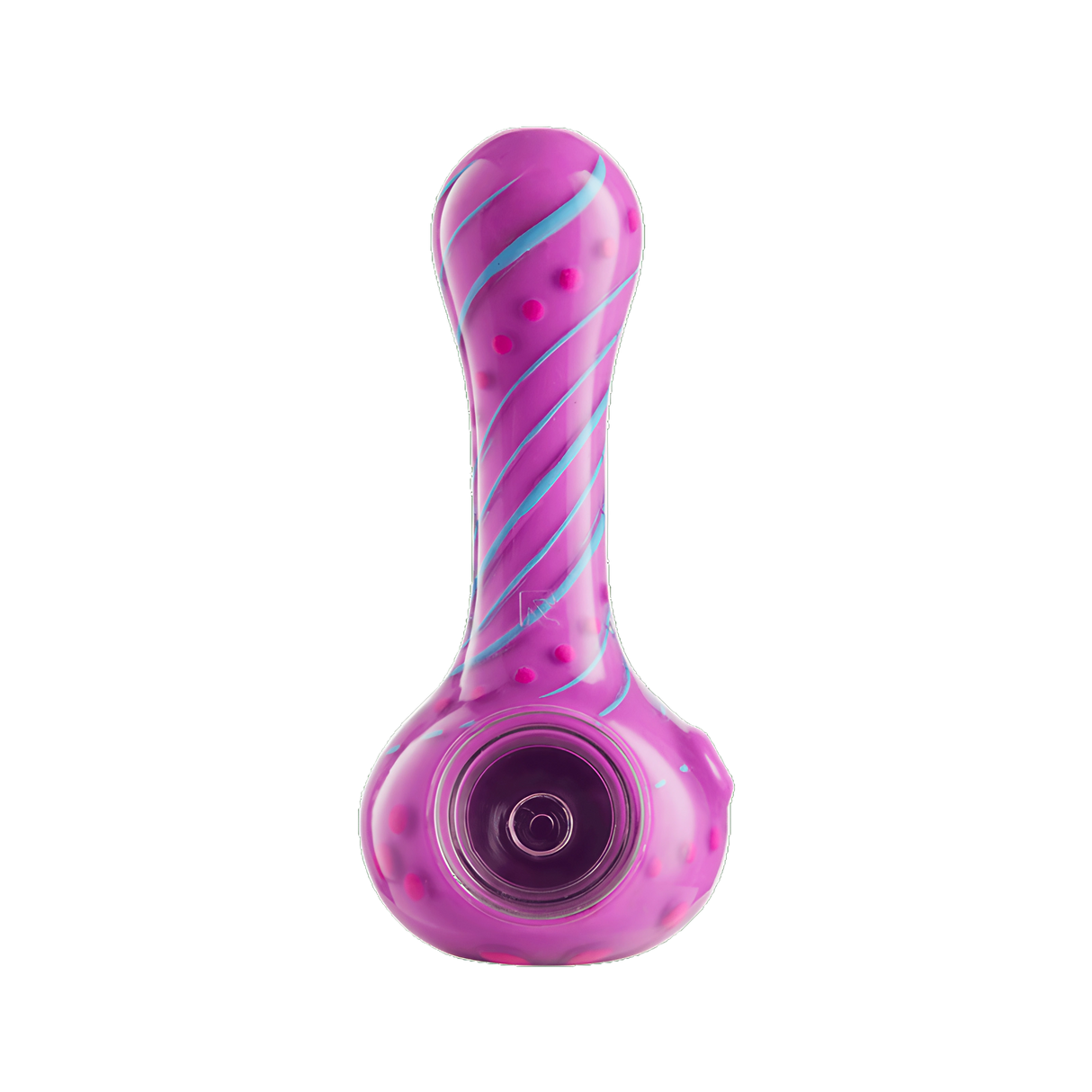 Eyce ORAFLEX Floral Spoon Pipe in Silicone with Vibrant Pink and Teal Swirls, Front View