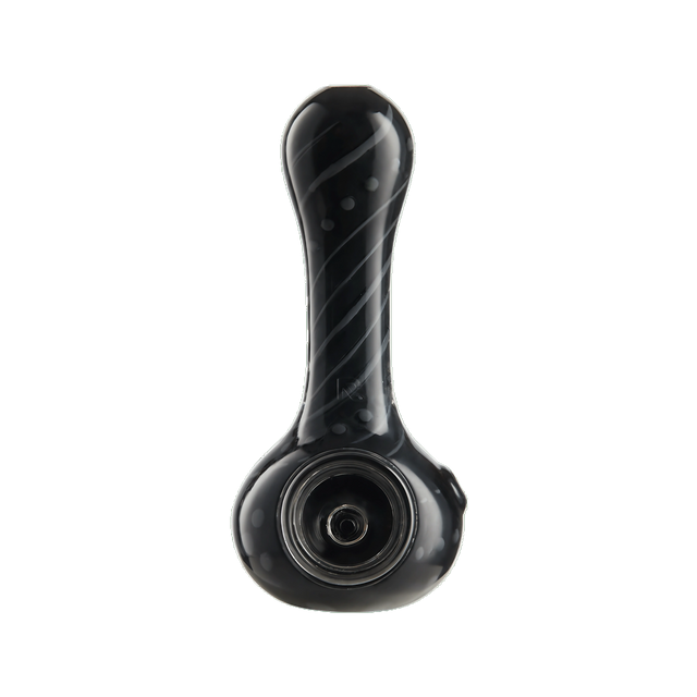 Eyce ORAFLEX Floral Spoon Pipe in Black Silicone with Durable Design, Front View on White Background