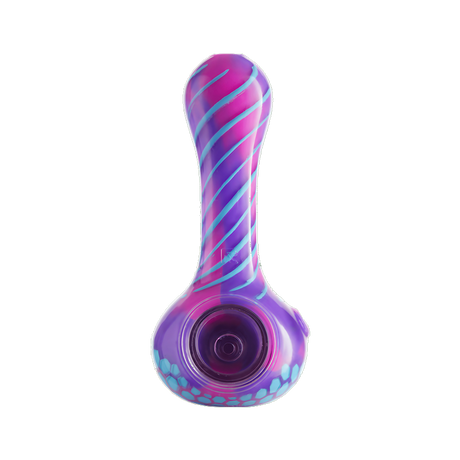 Eyce ORAFLEX Honeycomb Spoon Pipe in Flwrpurblu, durable silicone, front view on white background