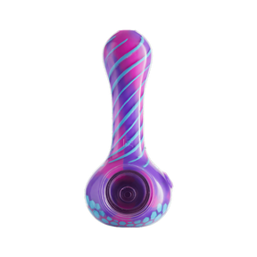 Eyce ORAFLEX Honeycomb Spoon Pipe in Flwrpurblu, durable silicone, front view on white background