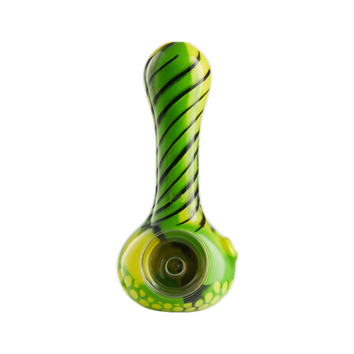 Eyce ORAFLEX Honeycomb Spoon Pipe in Silicone with Green Stripes - Front View