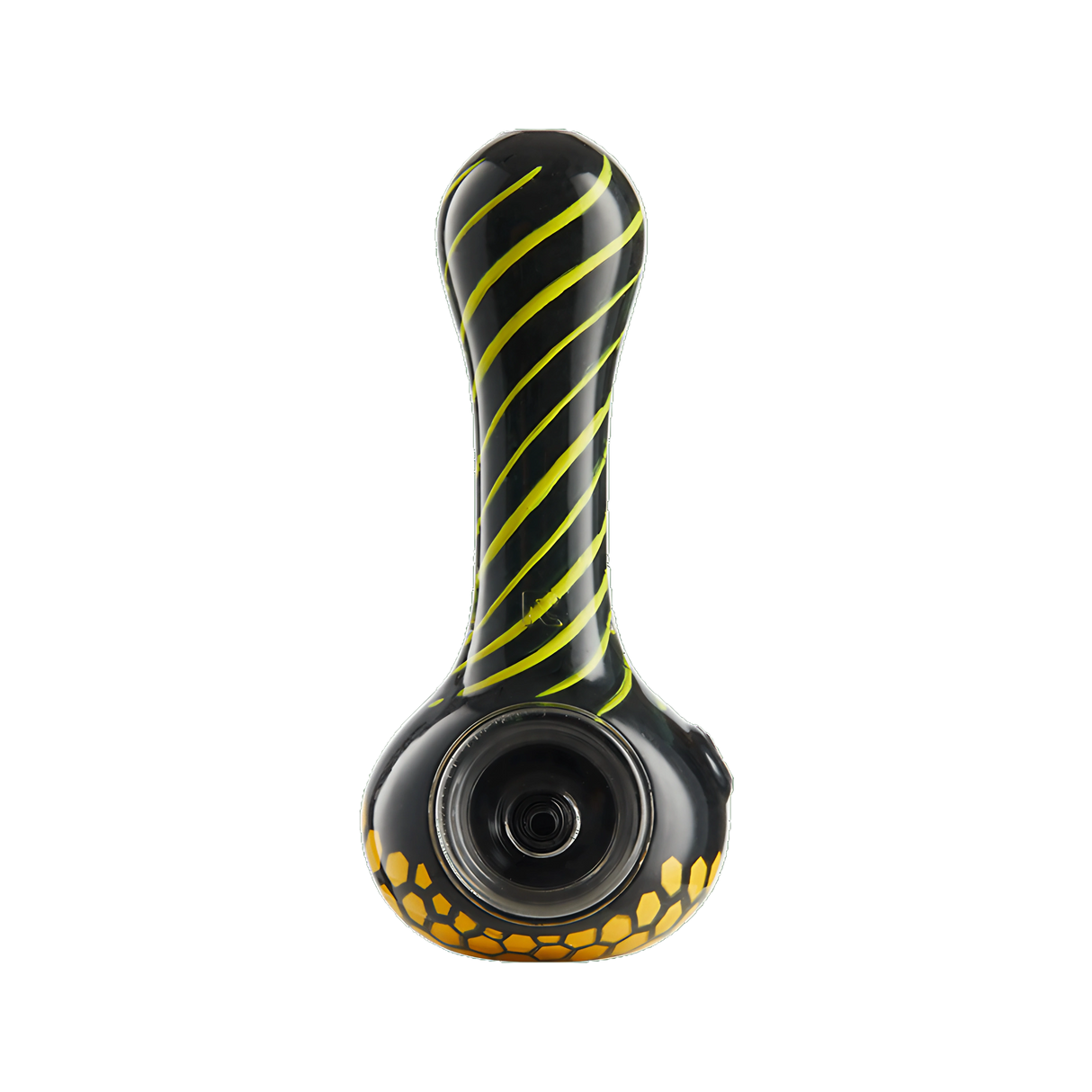 Eyce ORAFLEX Honeycomb Spoon Pipe in Silicone with Yellow Stripes - Front View