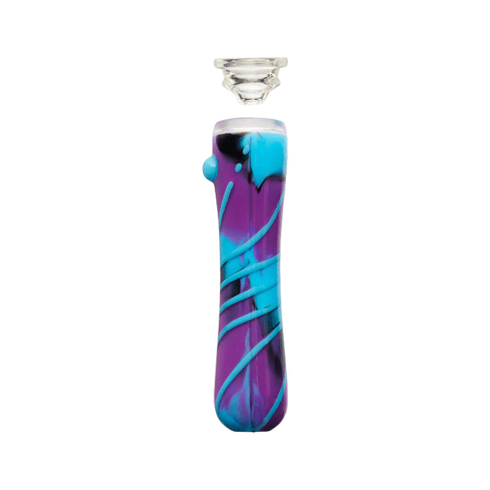 Eyce Oraflex Shorty Chillum in purple and blue silicone, front view on white background