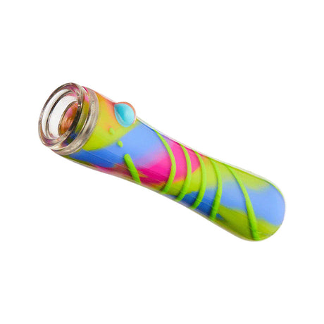 Eyce Oraflex Shorty Chillum in vibrant colors, durable silicone, angled side view